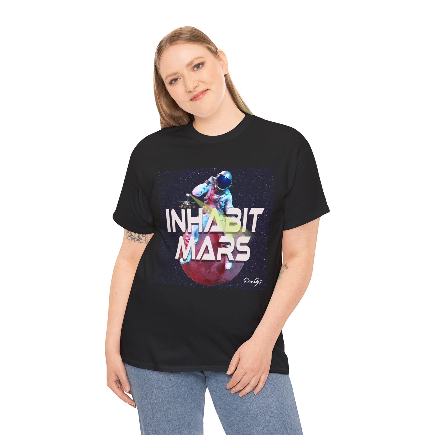 Inhabit Mars, Unisex Heavy Cotton Tee, Space, SpaceX, Universe, UFO, multiverse, graphic design, png