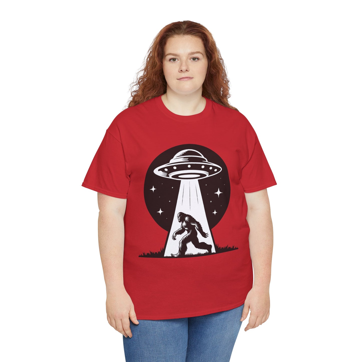 Beam Bigfoot up, UFO, Unisex Heavy Cotton Tee, Graphic Design, png