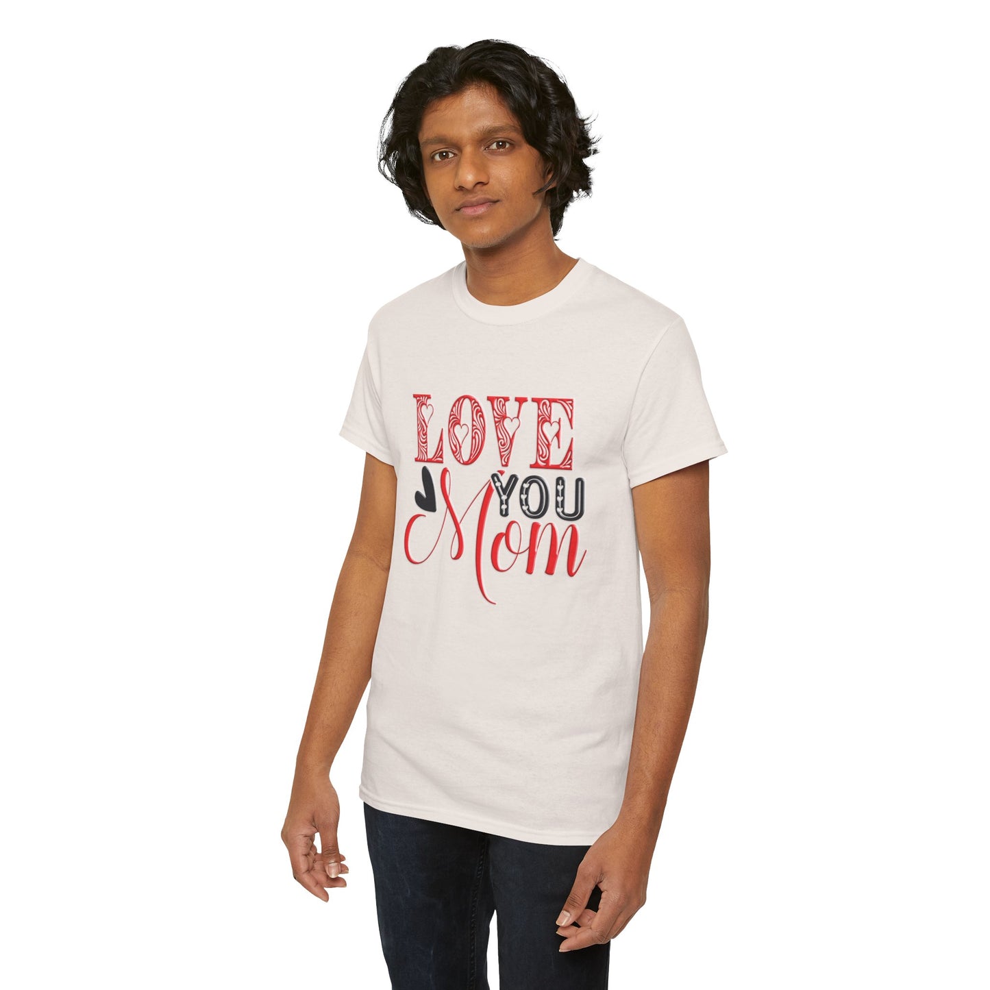 Love You Mom, Unisex Heavy Cotton Tee, Mother's Day, holiday, mother, graphic design, png