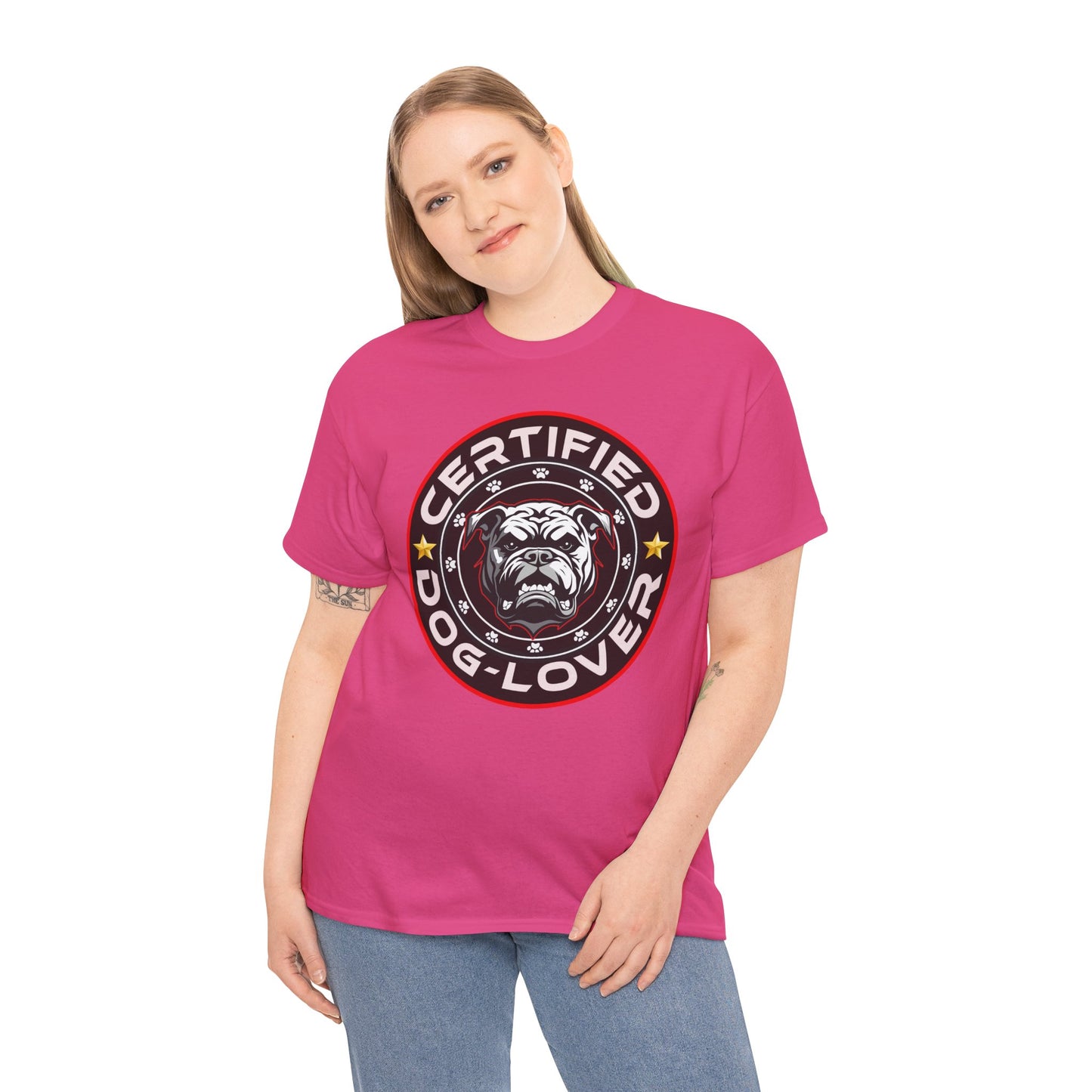 Certified Dog Lover, Unisex Heavy Cotton Tee, pets, animal care, bulldog, print design, png