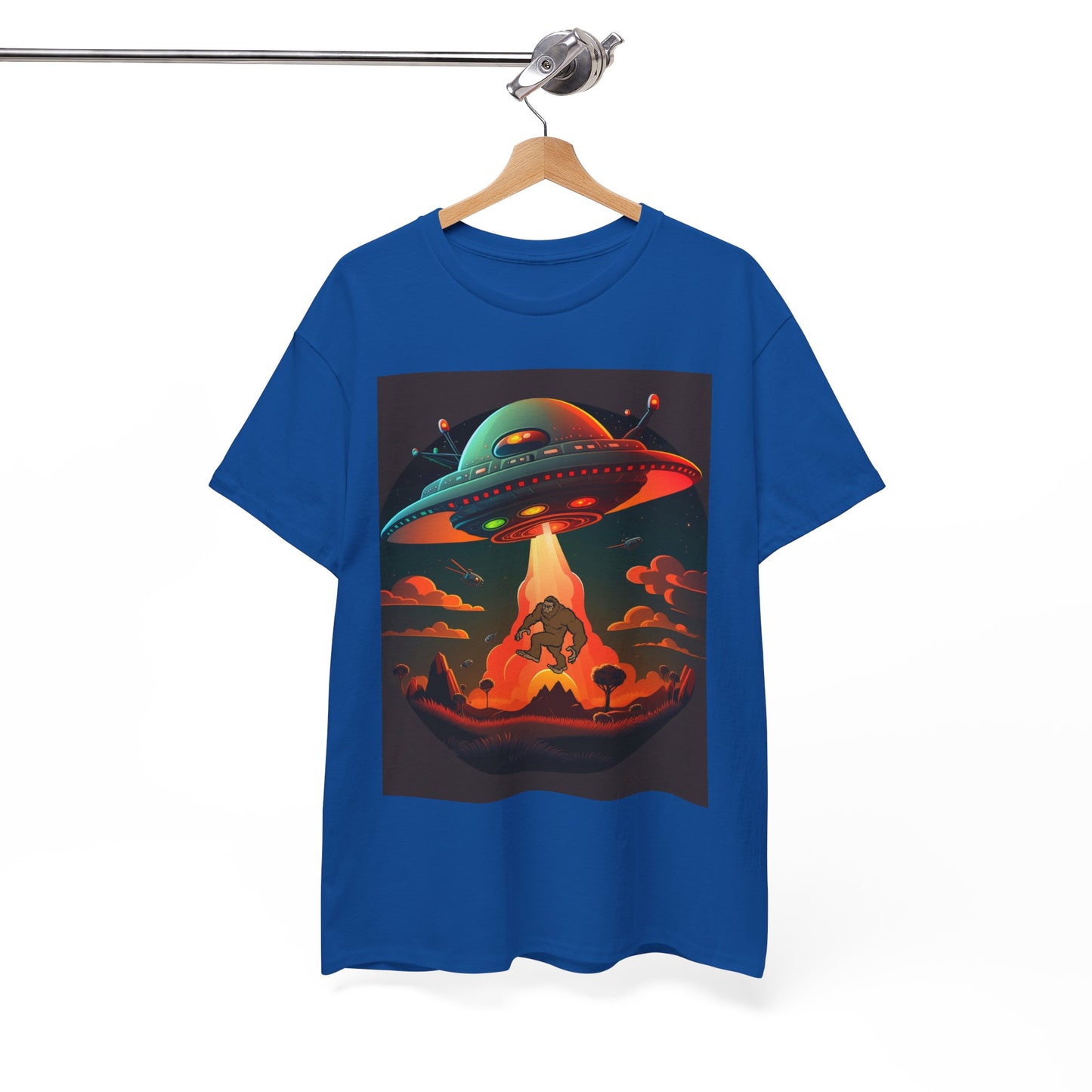 UFO, Bigfoot, Unisex Heavy Cotton Tee, graphic design, t-shirt, t-shirts, tshirts, png