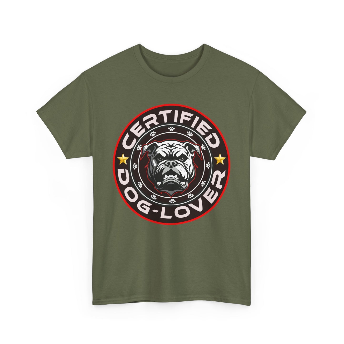 Certified Dog Lover, Unisex Heavy Cotton Tee, pets, animal care, bulldog, print design, png