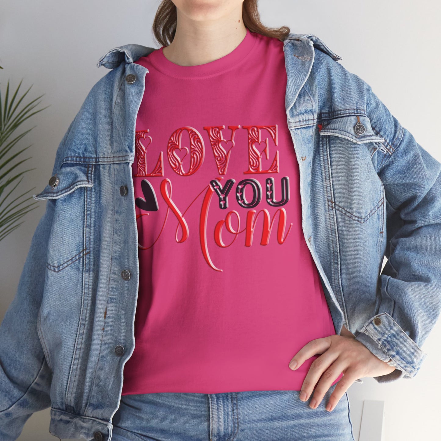 Love You Mom, Unisex Heavy Cotton Tee, Mother's Day, holiday, mother, graphic design, png