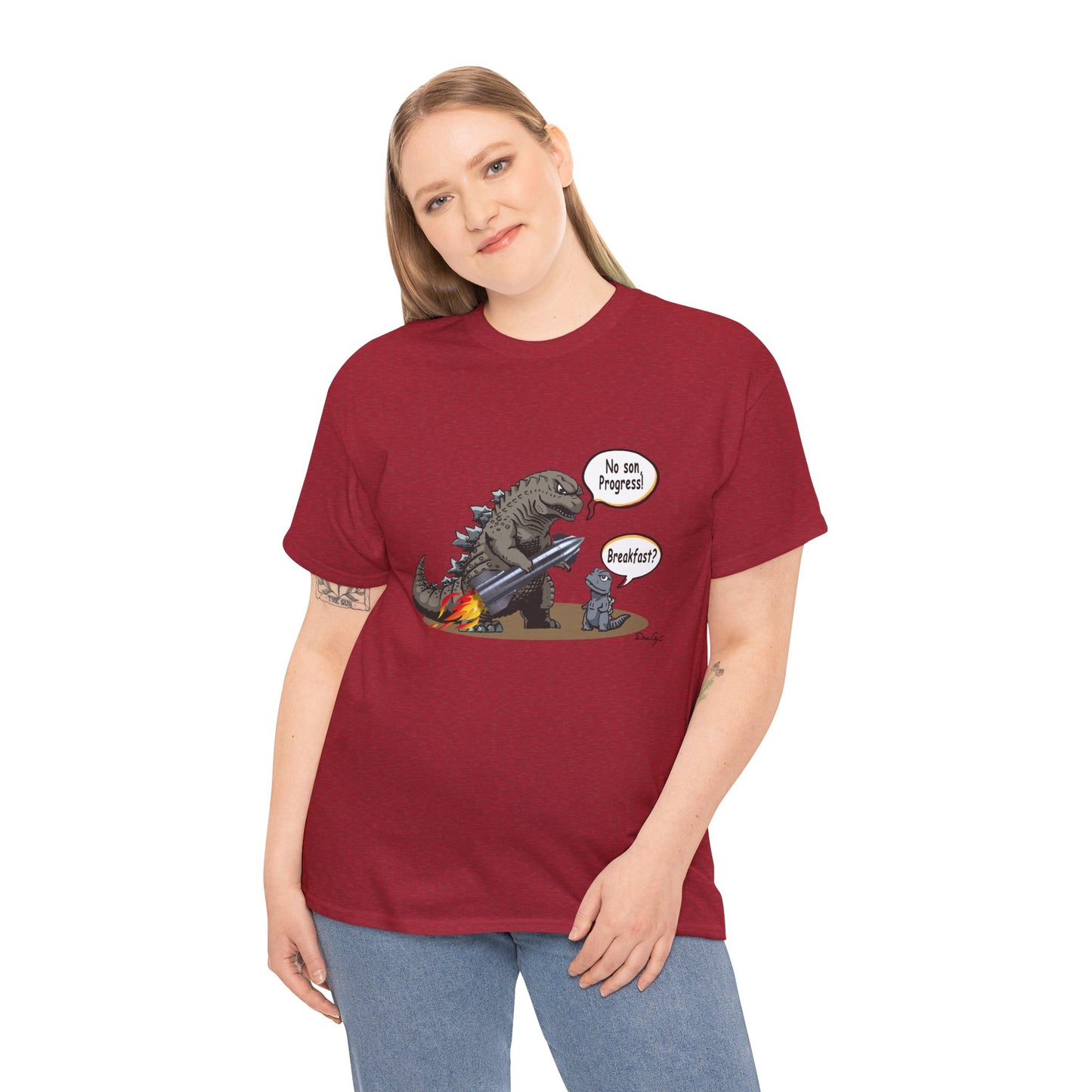 Godzilla, Son and SpaceX, Unisex Heavy Cotton Tee, print design, t-shirt, t-shirts, t-shirts, png, funny, cartoons, tee