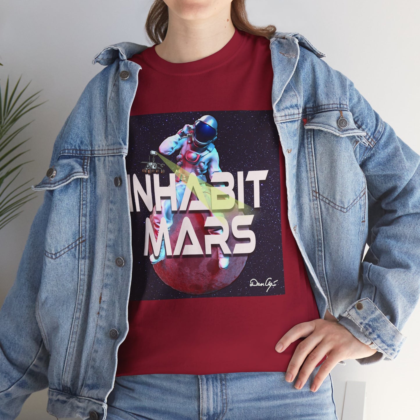 Inhabit Mars, Unisex Heavy Cotton Tee, Space, SpaceX, Universe, UFO, multiverse, graphic design, png