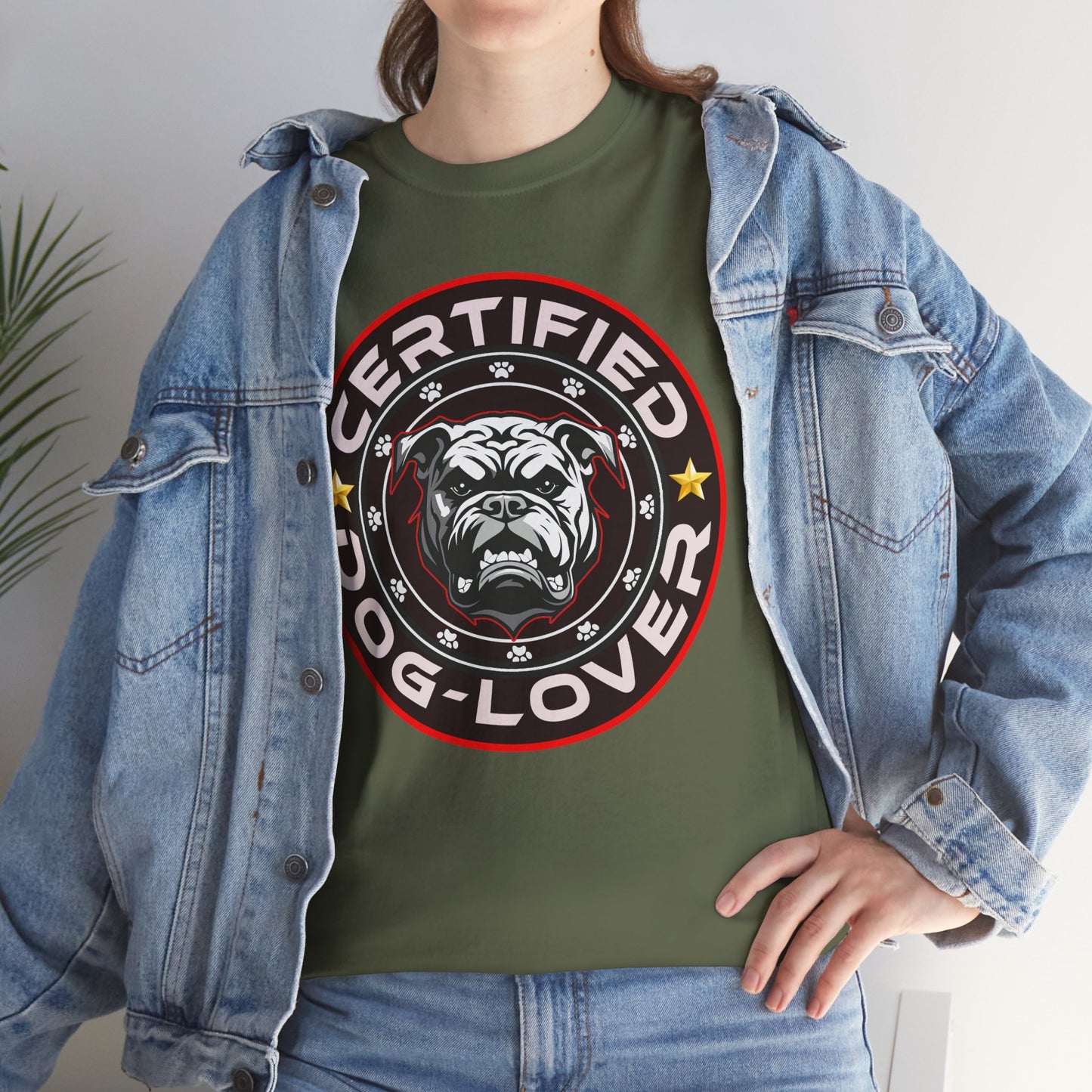 Certified Dog Lover, Unisex Heavy Cotton Tee, pets, animal care, bulldog, print design, png