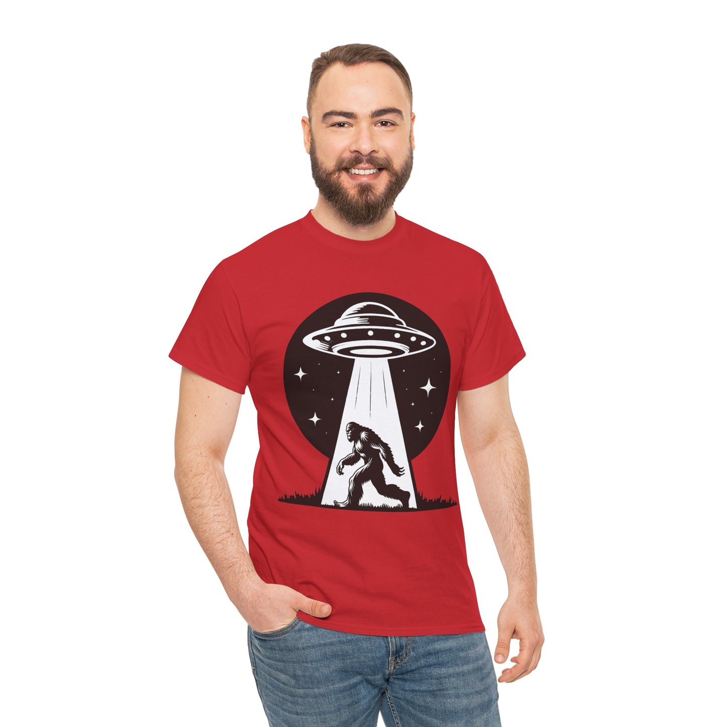 Beam Bigfoot up, UFO, Unisex Heavy Cotton Tee, Graphic Design, png