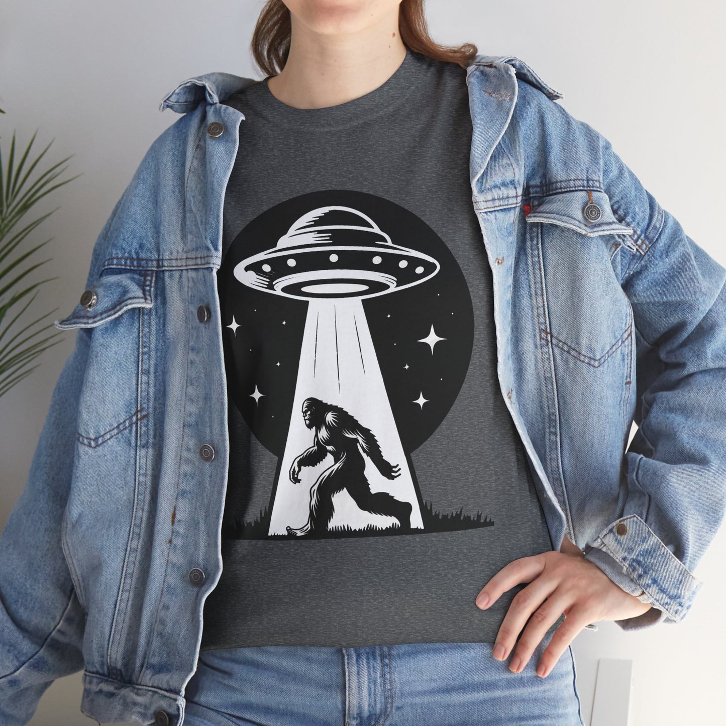 Beam Bigfoot up, UFO, Unisex Heavy Cotton Tee, Graphic Design, png