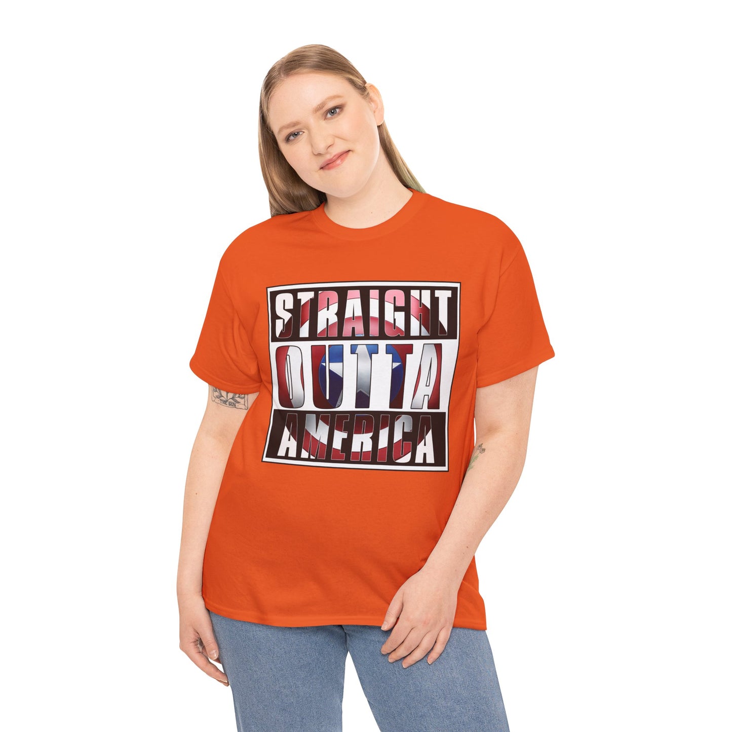 Straight Outta America, Captain America, Marvel, Unisex Heavy Cotton Tee, Graphic Design, t-shirt, t-shirts, png