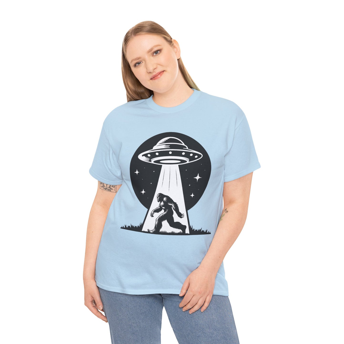 Beam Bigfoot up, UFO, Unisex Heavy Cotton Tee, Graphic Design, png