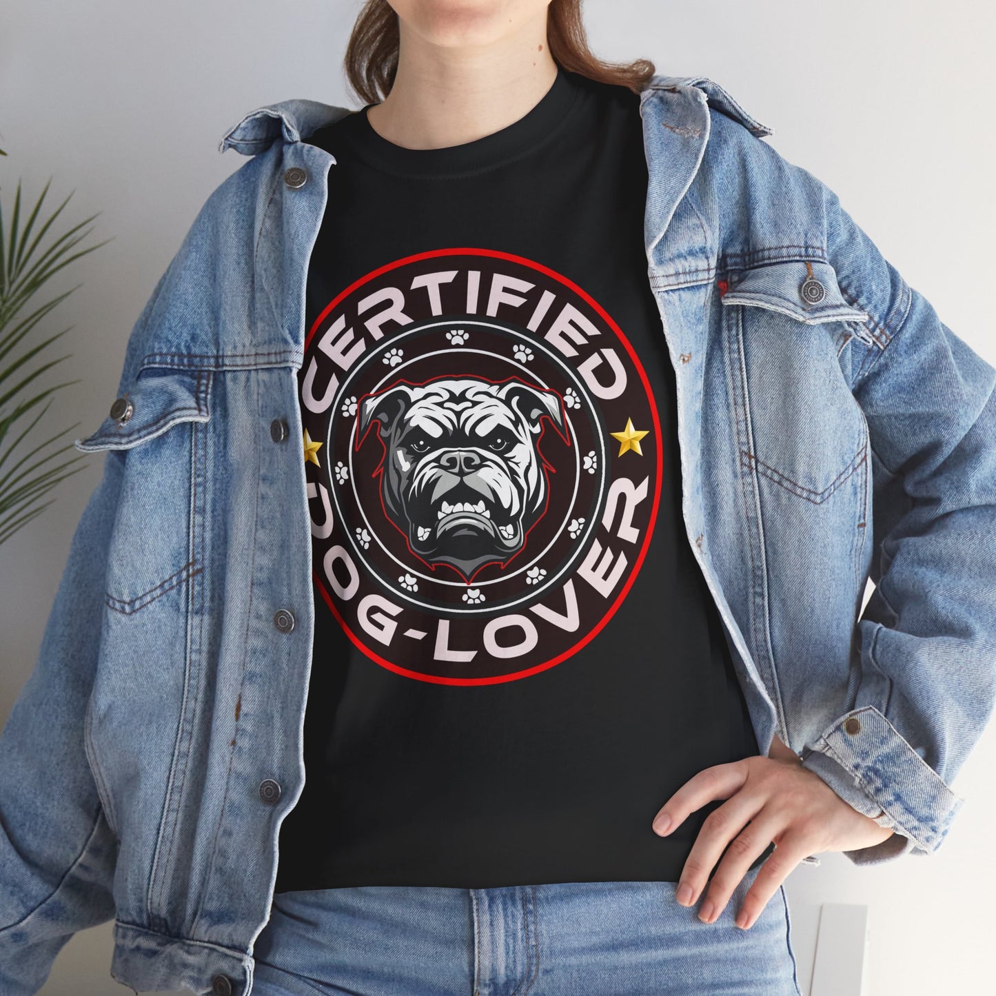 Certified Dog Lover, Unisex Heavy Cotton Tee, pets, animal care, bulldog, print design, png