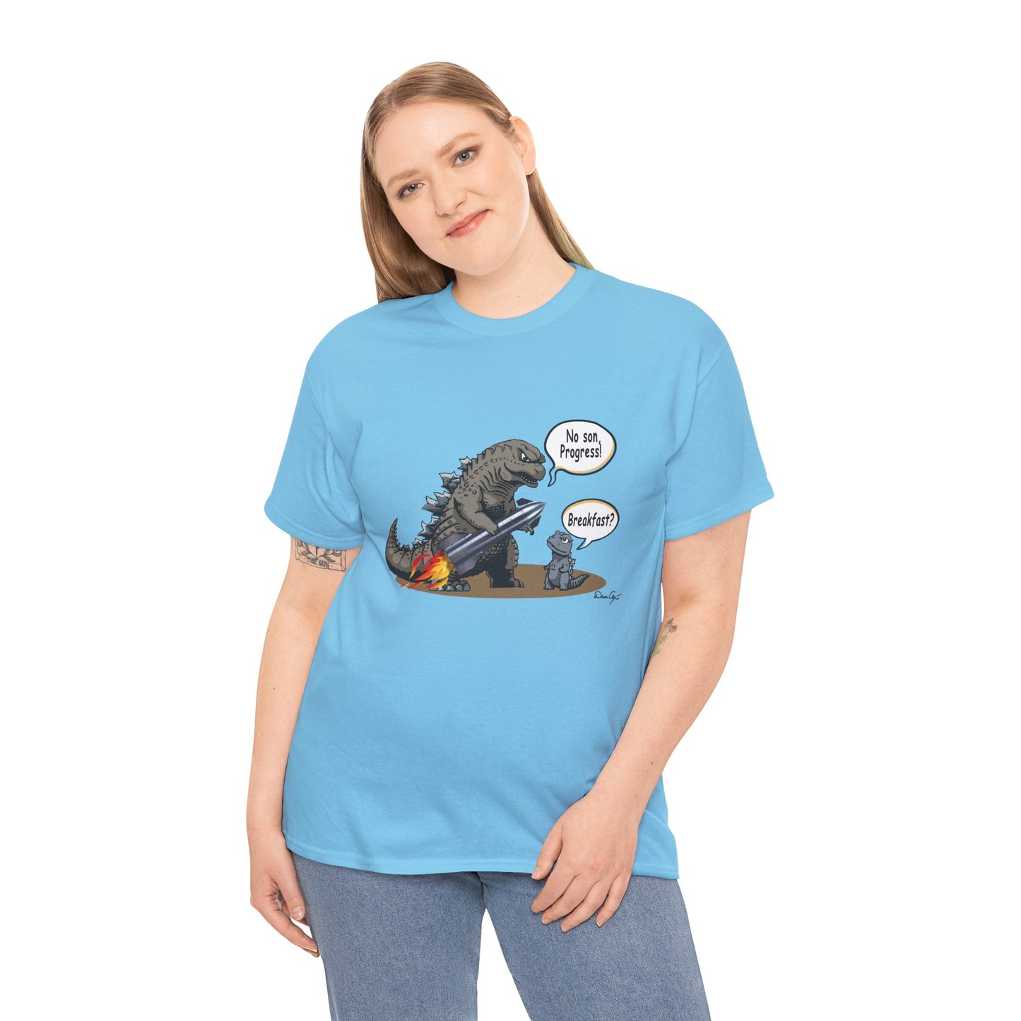 Godzilla, Son and SpaceX, Unisex Heavy Cotton Tee, print design, t-shirt, t-shirts, t-shirts, png, funny, cartoons, tee