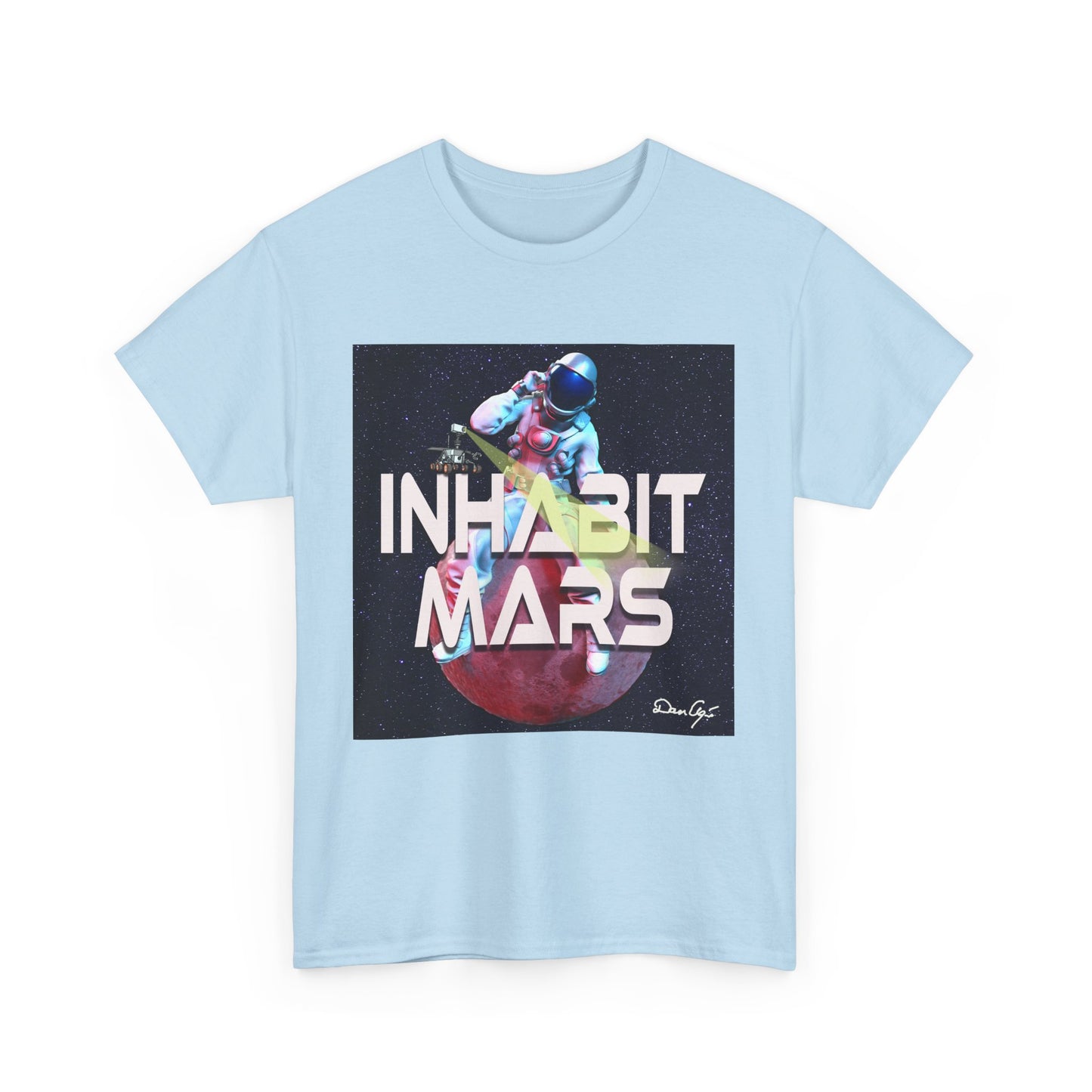 Inhabit Mars, Unisex Heavy Cotton Tee, Space, SpaceX, Universe, UFO, multiverse, graphic design, png