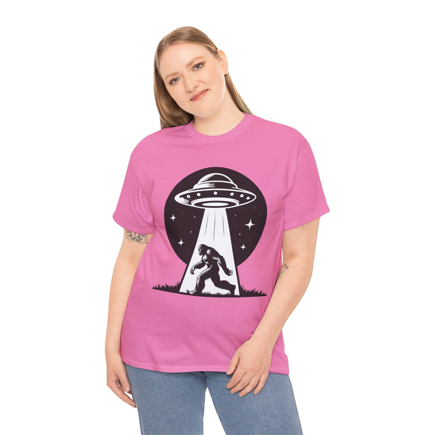 Beam Bigfoot up, UFO, Unisex Heavy Cotton Tee, Graphic Design, png