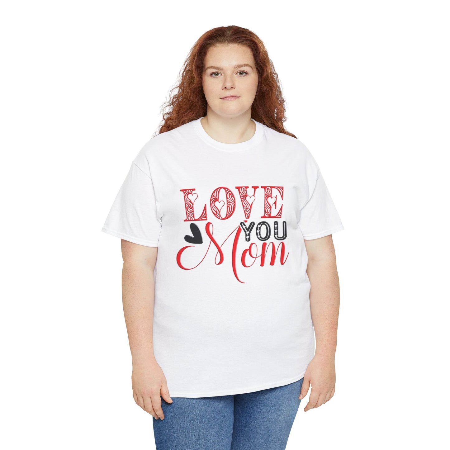 Love You Mom, Unisex Heavy Cotton Tee, Mother's Day, holiday, mother, graphic design, png