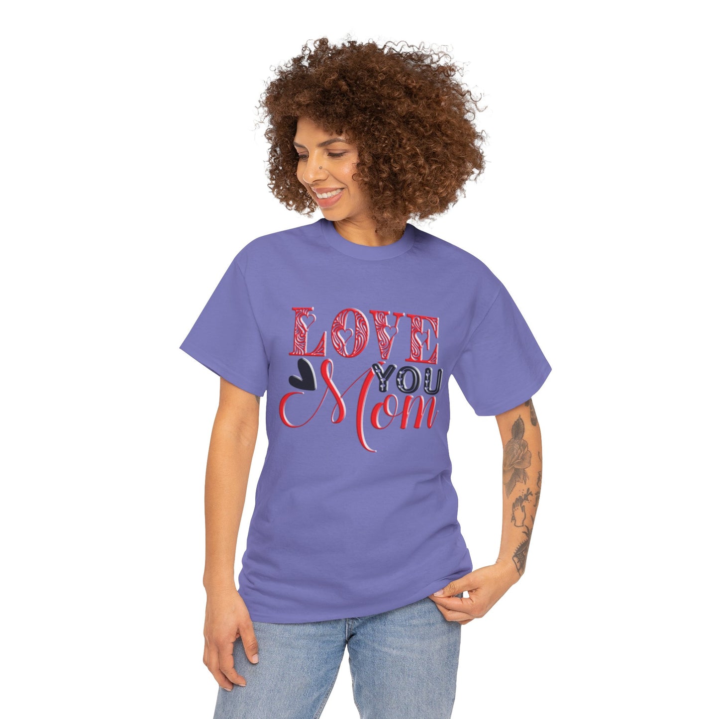 Love You Mom, Unisex Heavy Cotton Tee, Mother's Day, holiday, mother, graphic design, png