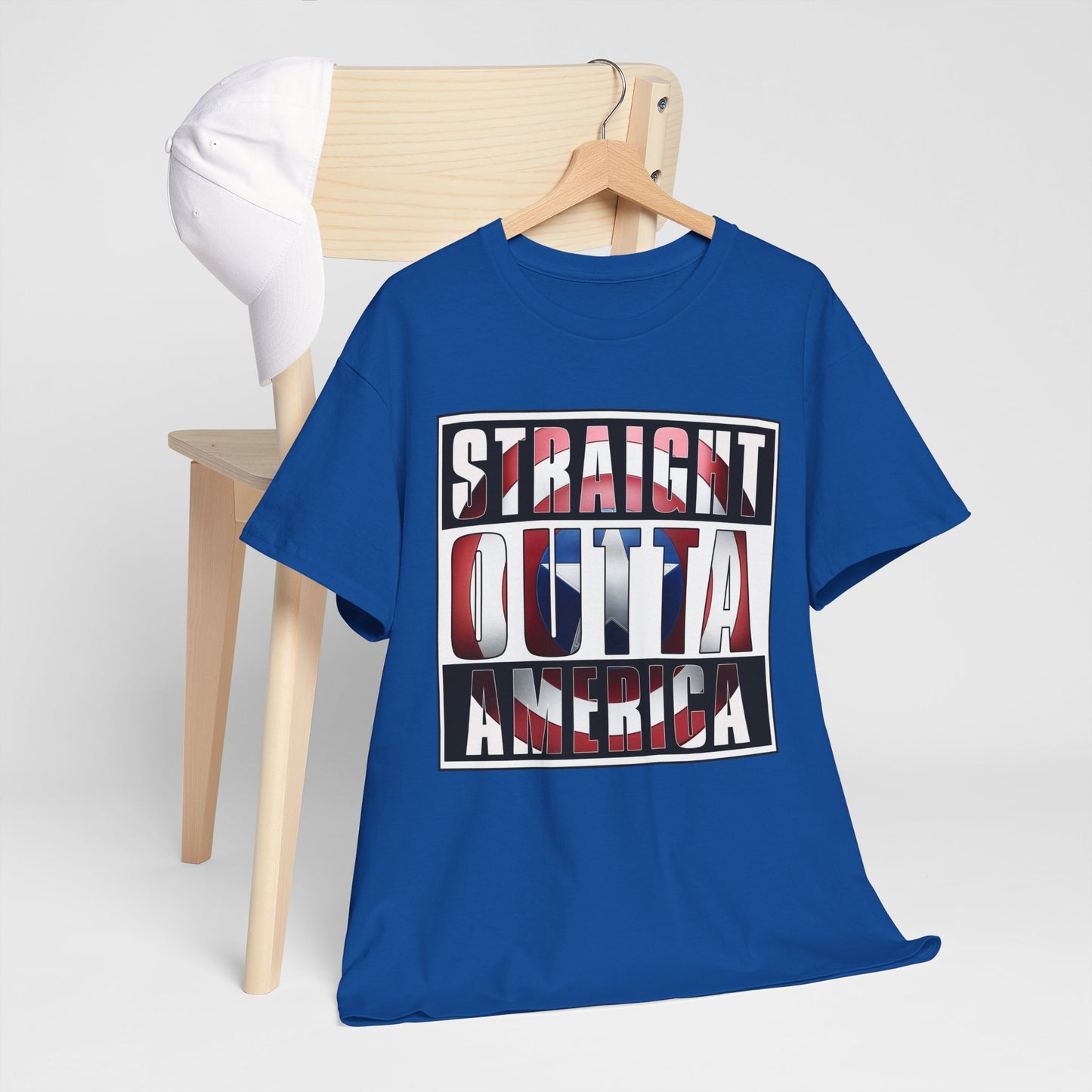 Straight Outta America, Captain America, Marvel, Unisex Heavy Cotton Tee, Graphic Design, t-shirt, t-shirts, png