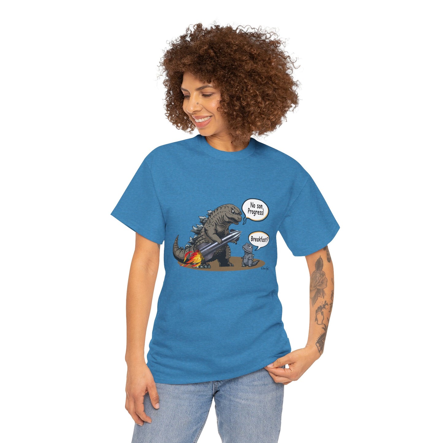 Godzilla, Son and SpaceX, Unisex Heavy Cotton Tee, print design, t-shirt, t-shirts, t-shirts, png, funny, cartoons, tee