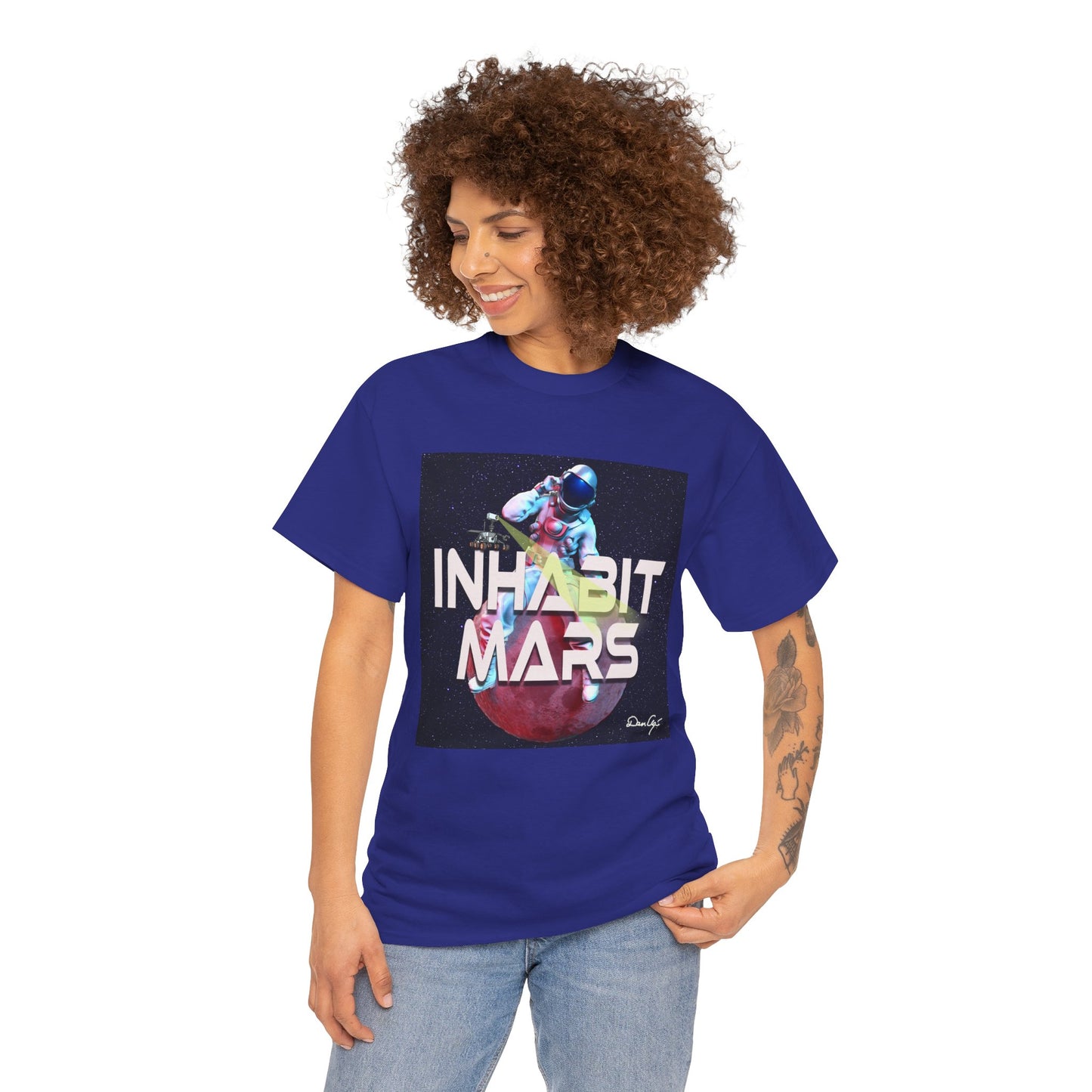 Inhabit Mars, Unisex Heavy Cotton Tee, Space, SpaceX, Universe, UFO, multiverse, graphic design, png