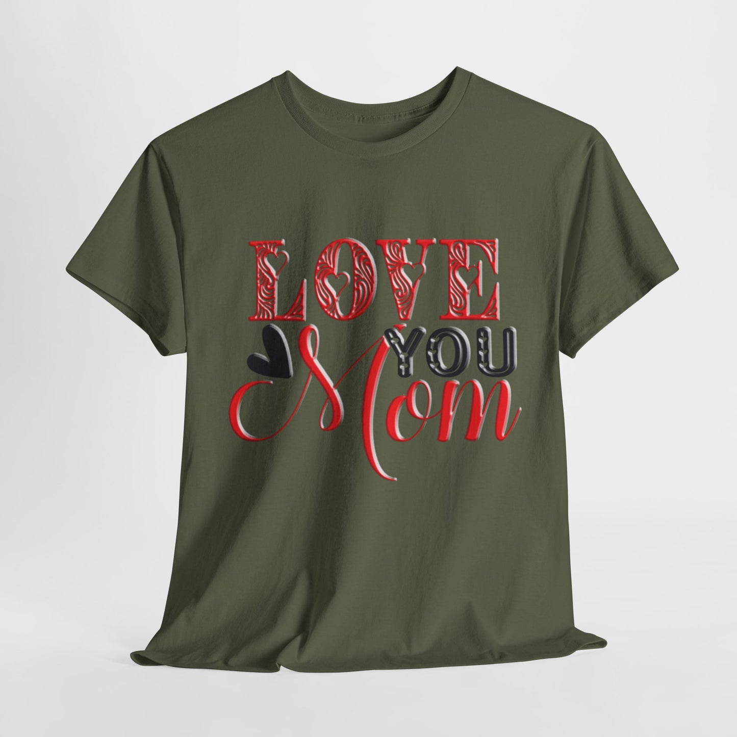 Love You Mom, Unisex Heavy Cotton Tee, Mother's Day, holiday, mother, graphic design, png