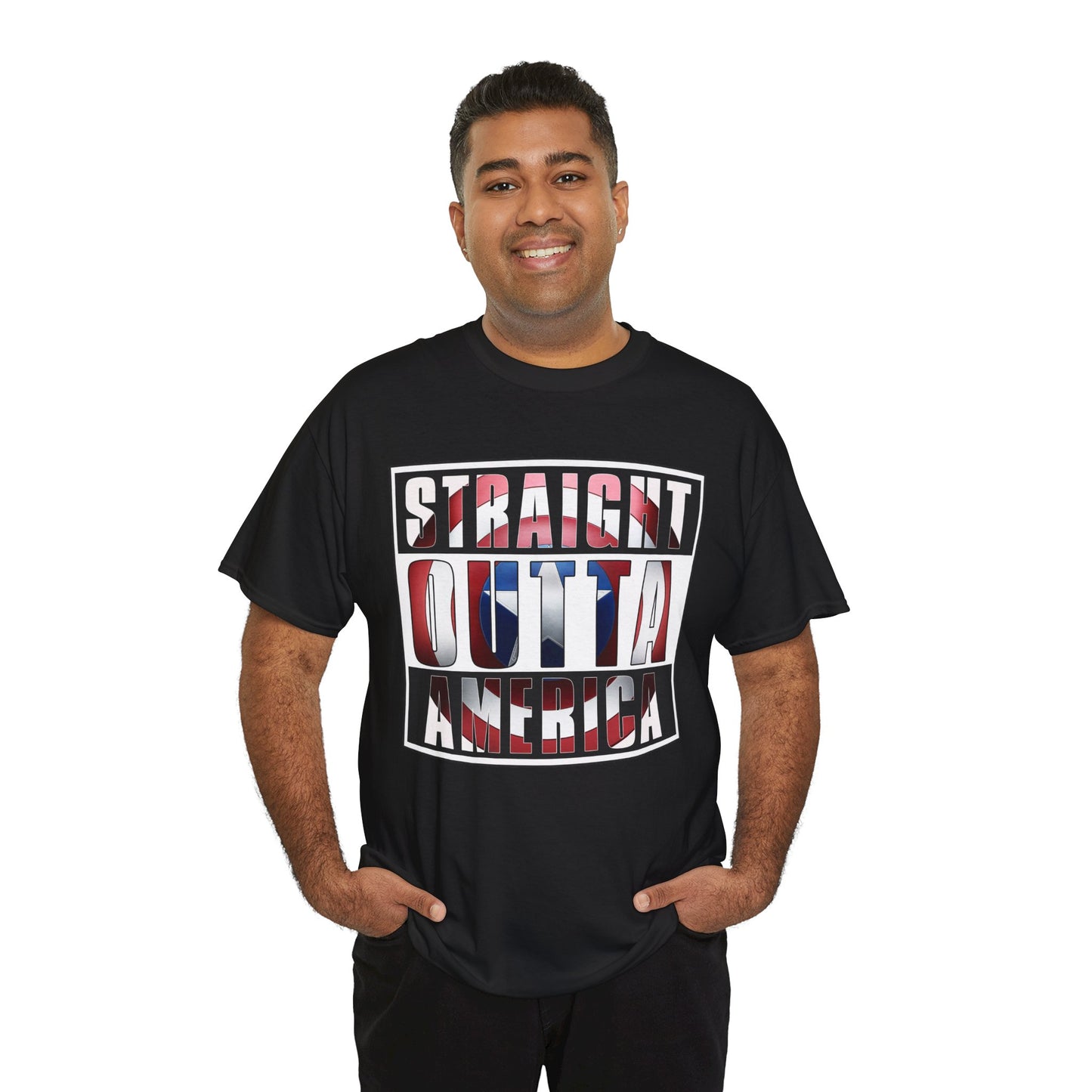 Straight Outta America, Captain America, Marvel, Unisex Heavy Cotton Tee, Graphic Design, t-shirt, t-shirts, png