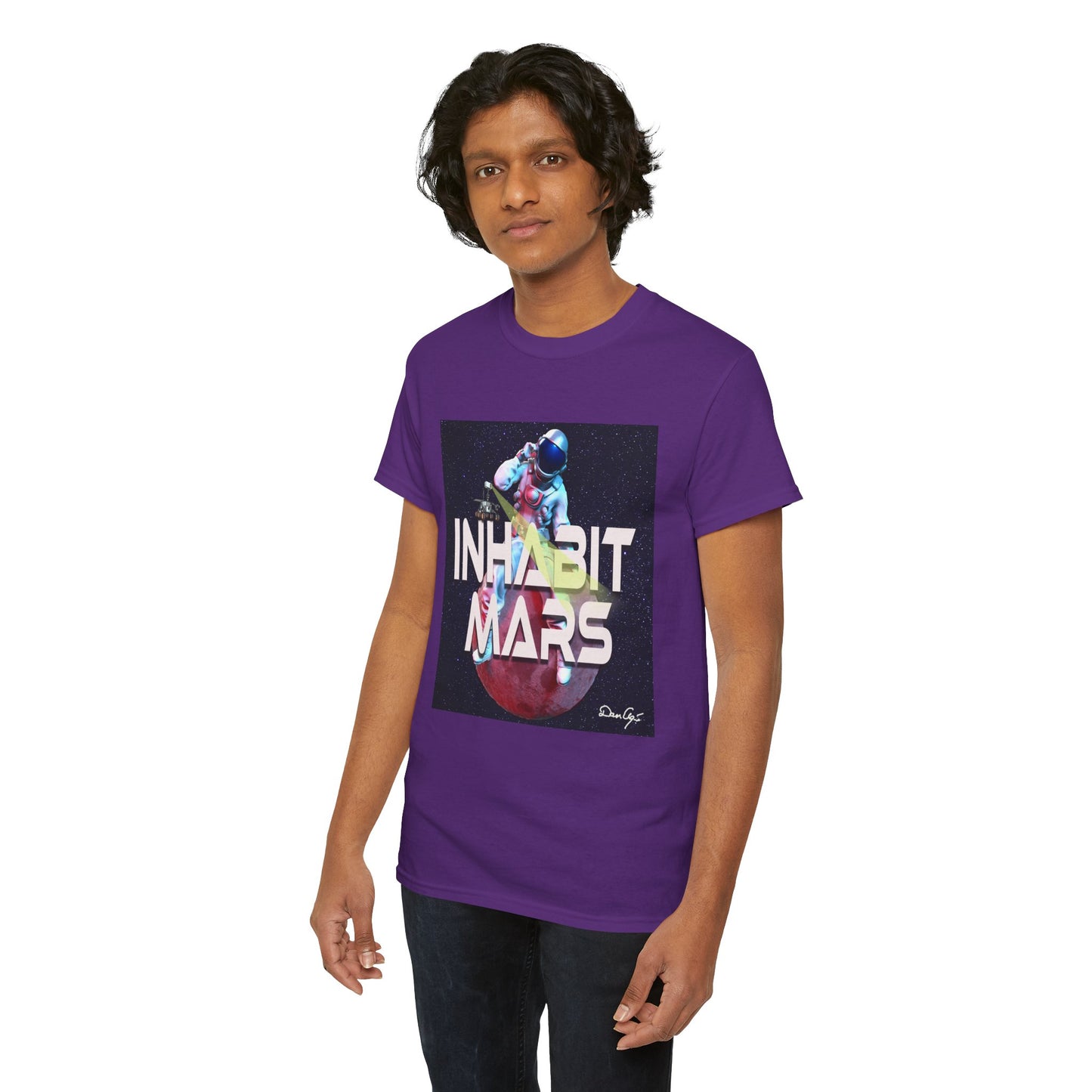 Inhabit Mars, Unisex Heavy Cotton Tee, Space, SpaceX, Universe, UFO, multiverse, graphic design, png