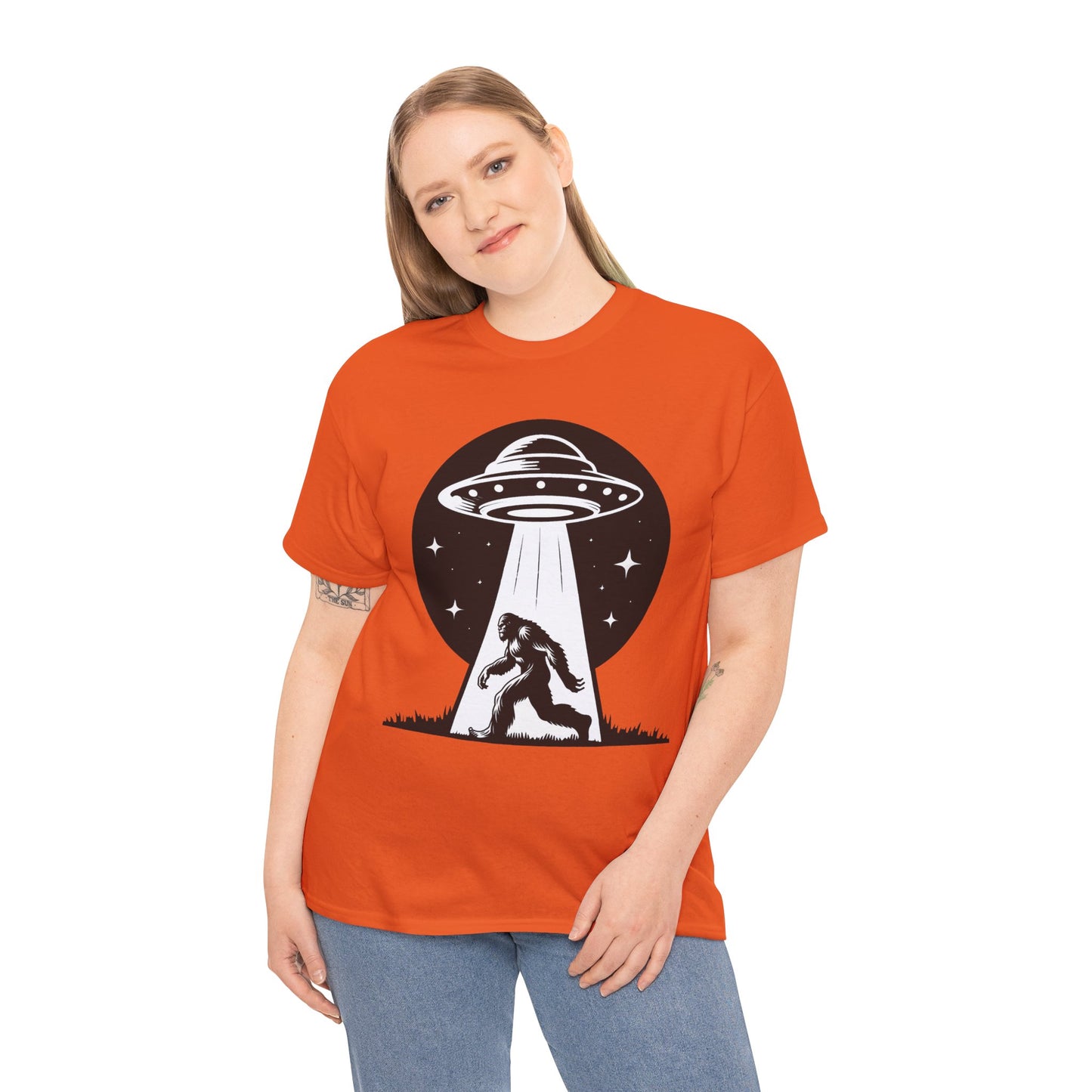 Beam Bigfoot up, UFO, Unisex Heavy Cotton Tee, Graphic Design, png