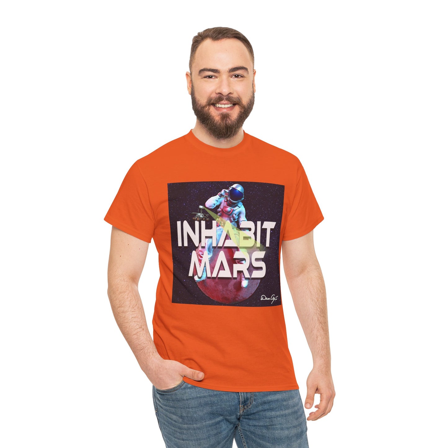 Inhabit Mars, Unisex Heavy Cotton Tee, Space, SpaceX, Universe, UFO, multiverse, graphic design, png