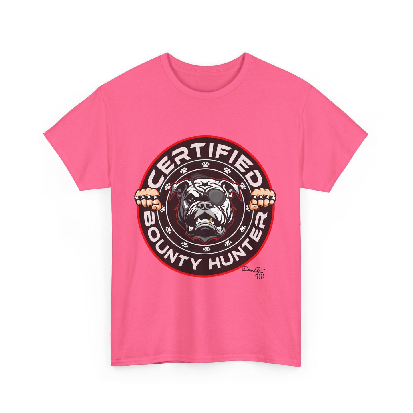 Certified Bounty Hunter, Unisex Heavy Cotton Tee, comedy, bulldog, print design, png