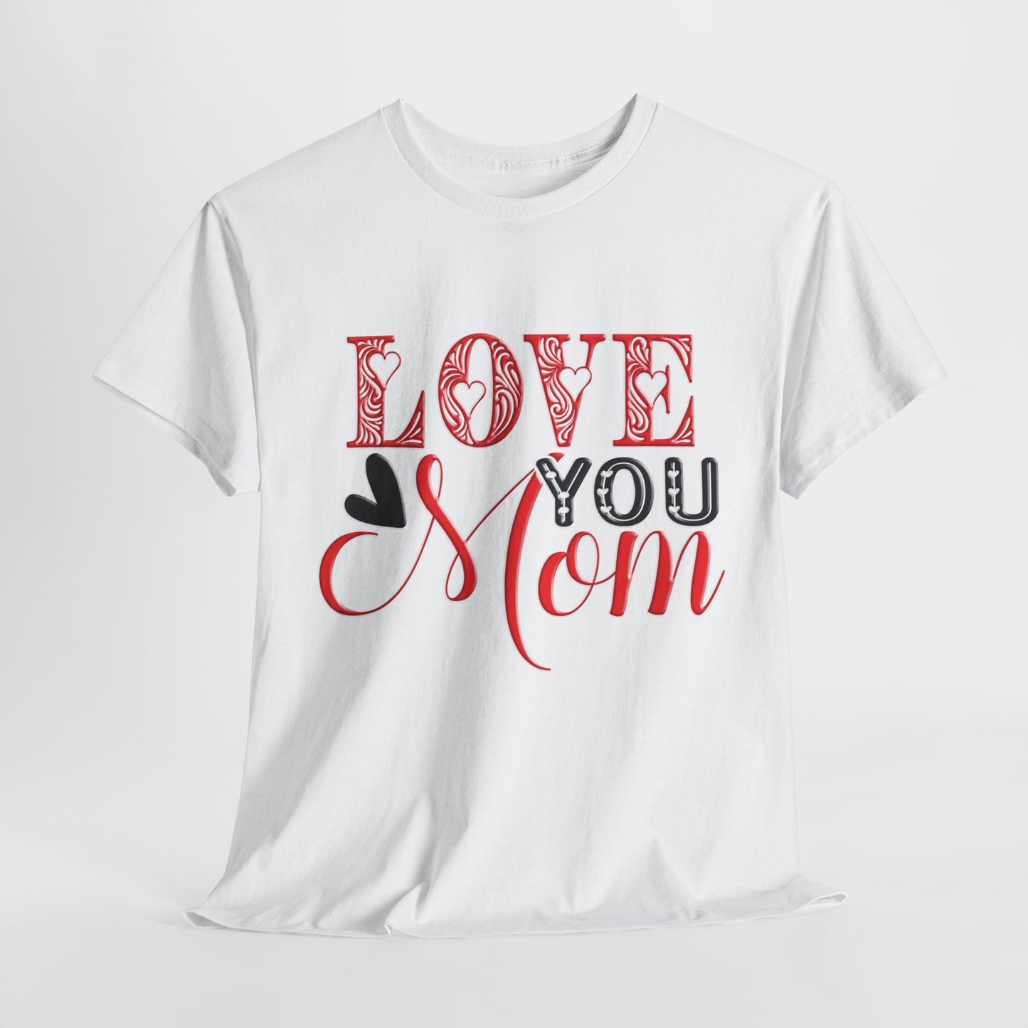 Love You Mom, Unisex Heavy Cotton Tee, Mother's Day, holiday, mother, graphic design, png