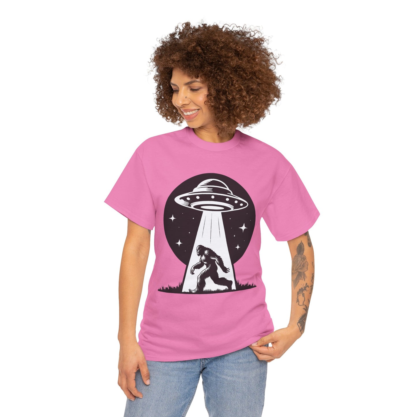 Beam Bigfoot up, UFO, Unisex Heavy Cotton Tee, Graphic Design, png