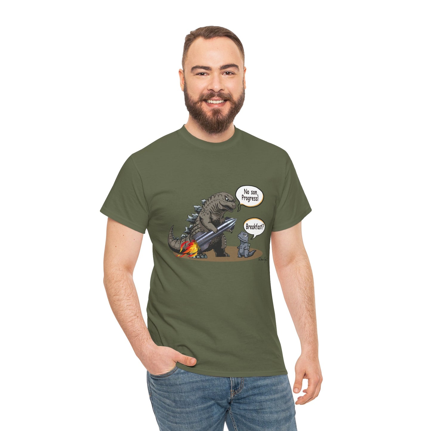 Godzilla, Son and SpaceX, Unisex Heavy Cotton Tee, print design, t-shirt, t-shirts, t-shirts, png, funny, cartoons, tee