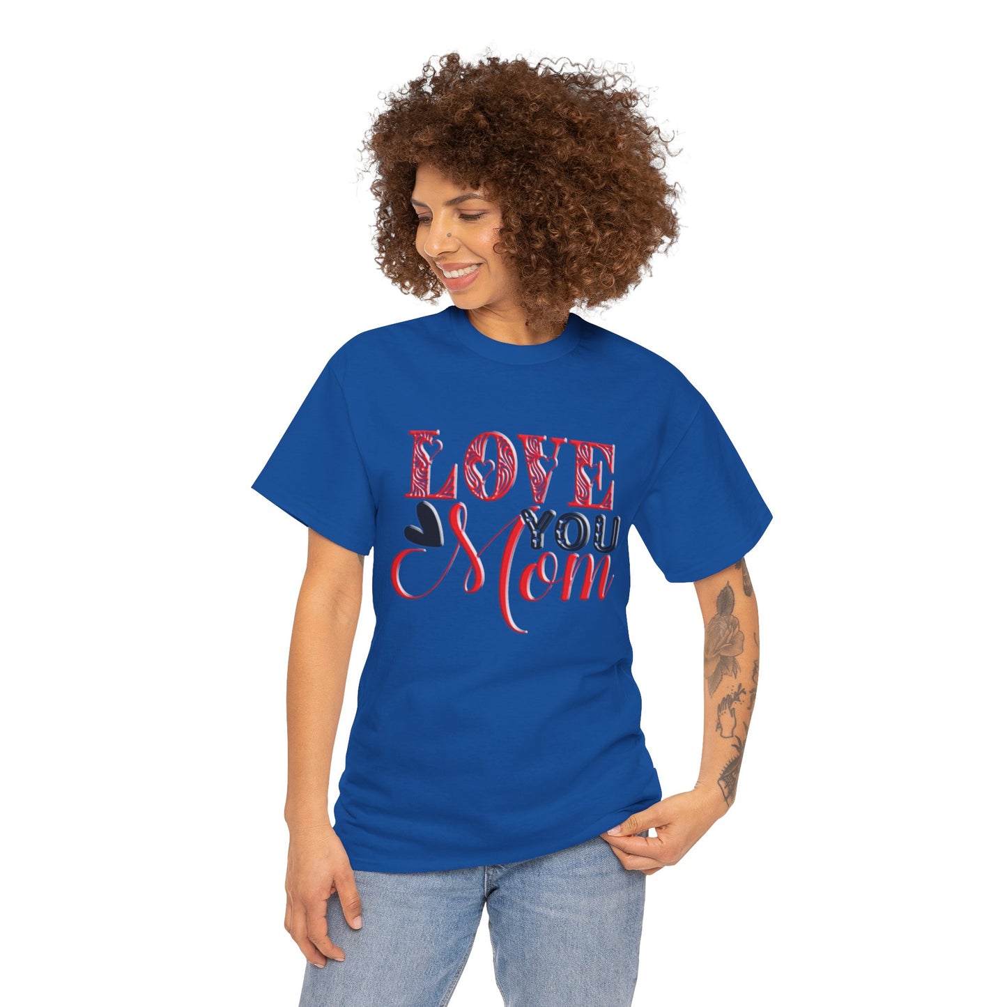 Love You Mom, Unisex Heavy Cotton Tee, Mother's Day, holiday, mother, graphic design, png