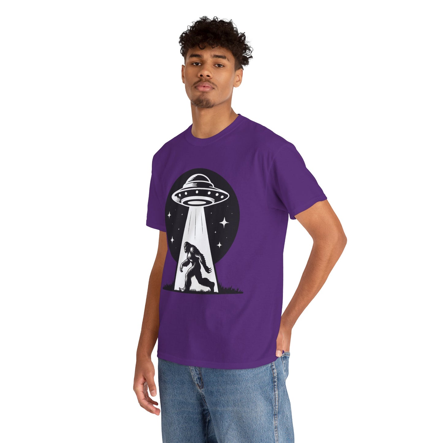 Beam Bigfoot up, UFO, Unisex Heavy Cotton Tee, Graphic Design, png