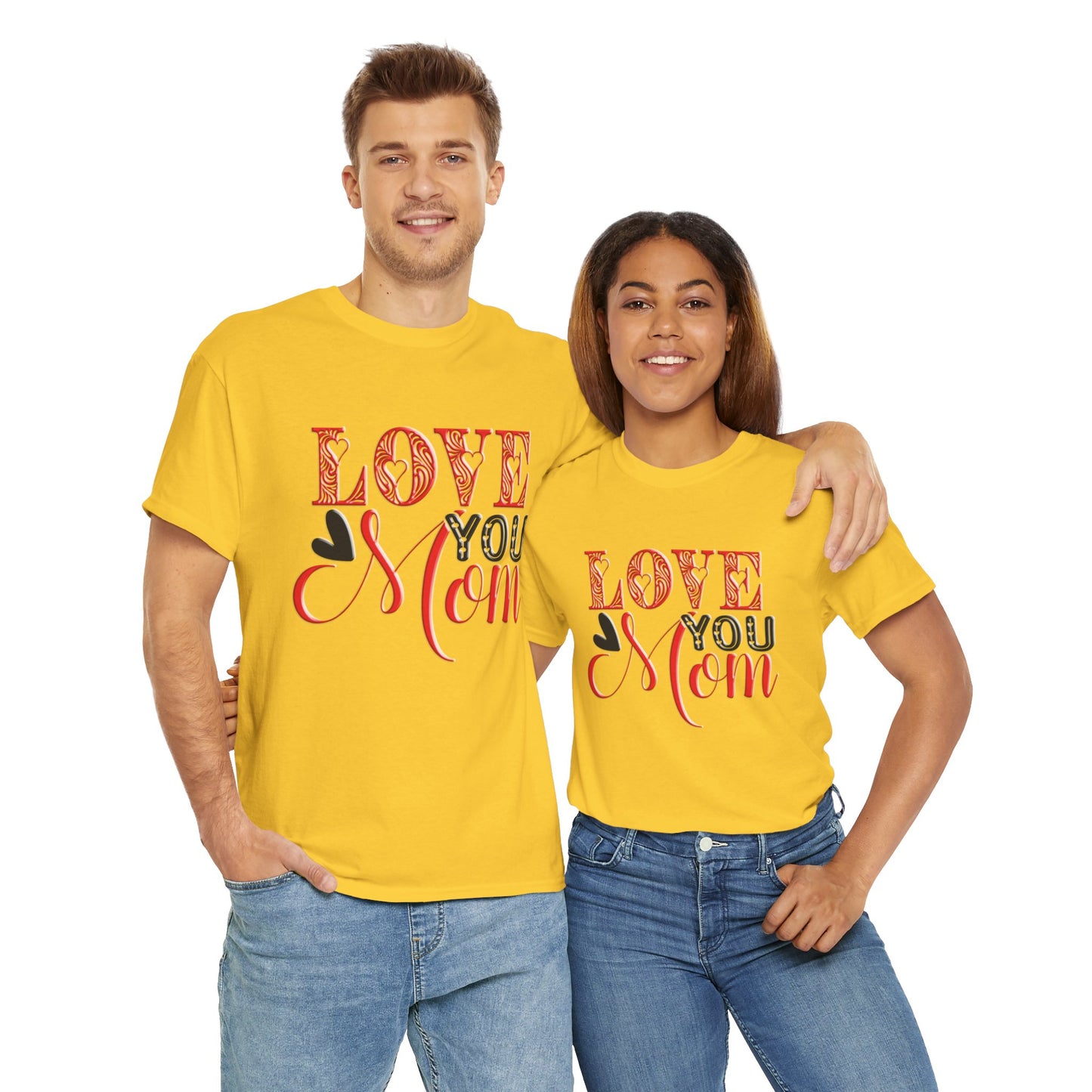 Love You Mom, Unisex Heavy Cotton Tee, Mother's Day, holiday, mother, graphic design, png