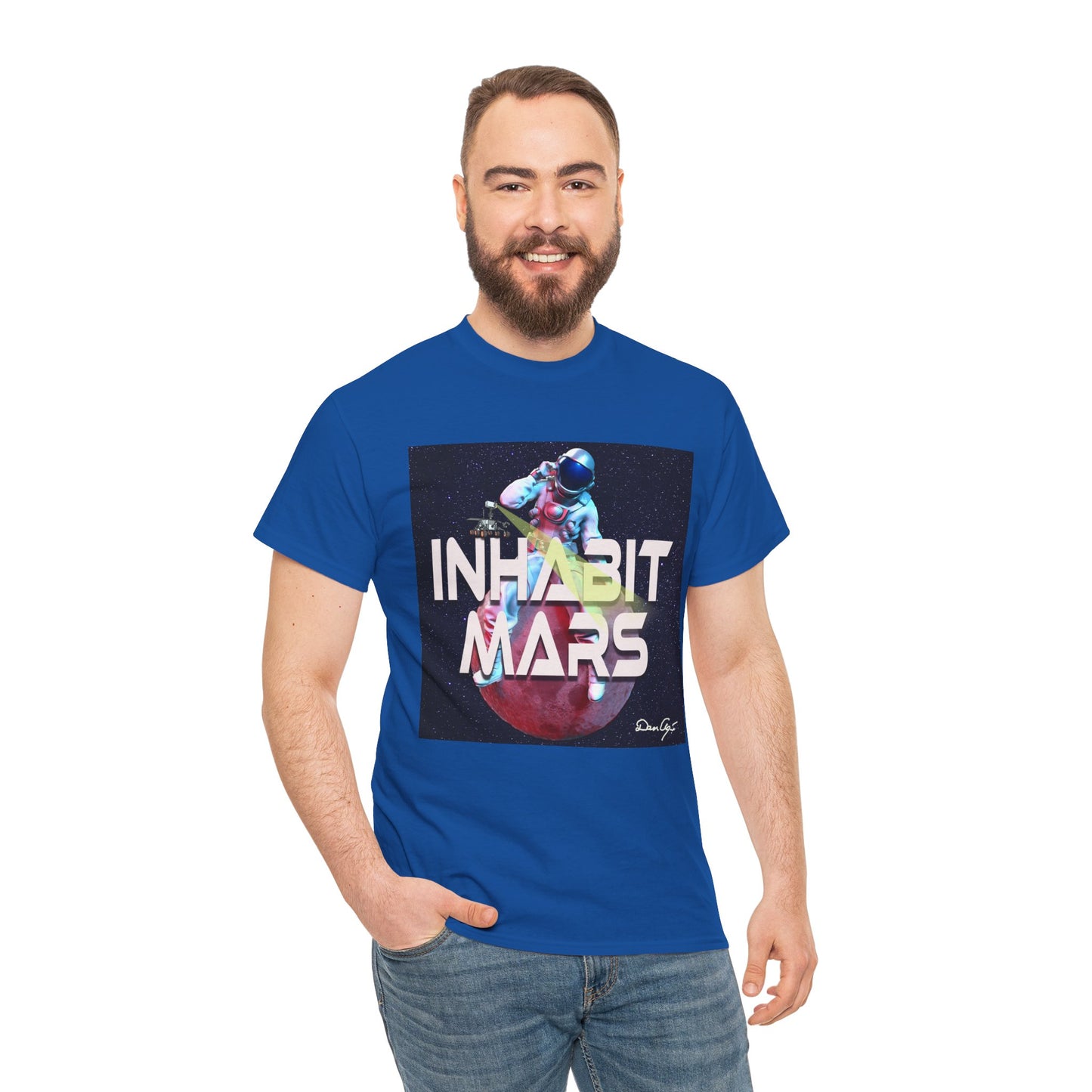 Inhabit Mars, Unisex Heavy Cotton Tee, Space, SpaceX, Universe, UFO, multiverse, graphic design, png