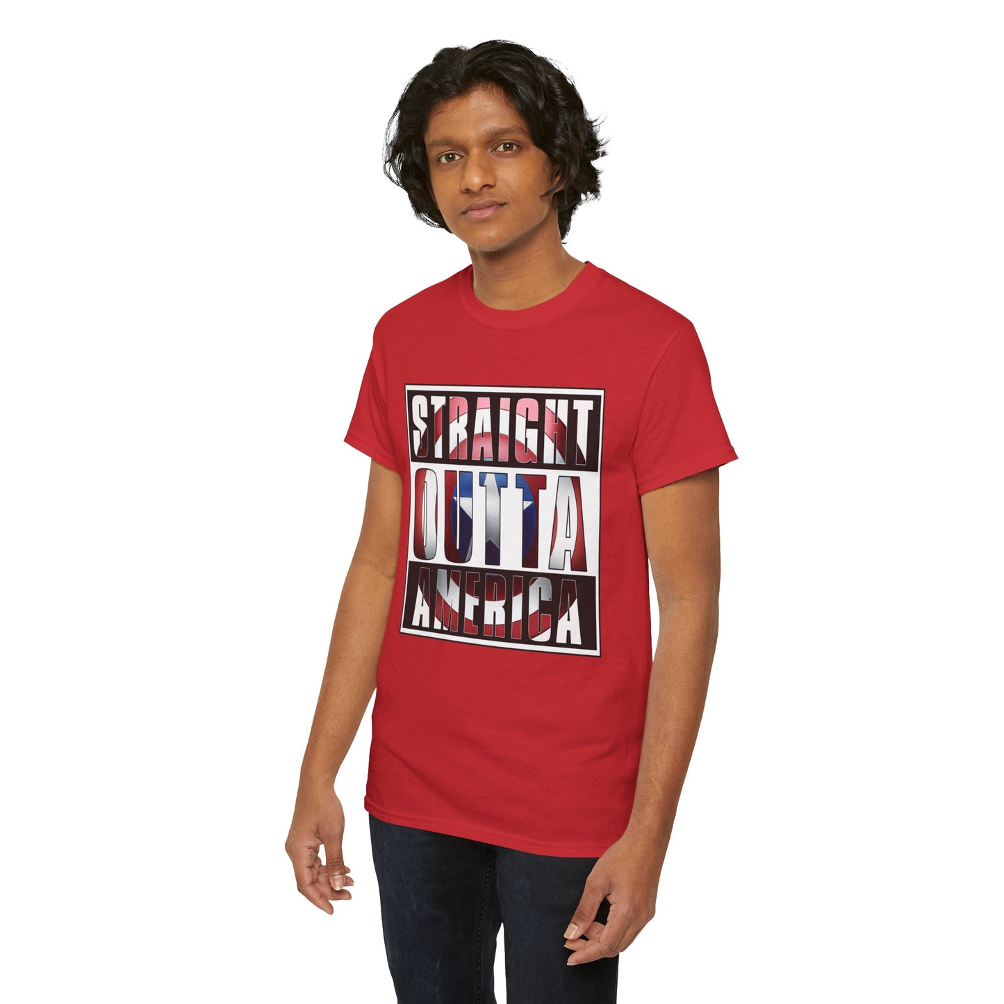 Straight Outta America, Captain America, Marvel, Unisex Heavy Cotton Tee, Graphic Design, t-shirt, t-shirts, png