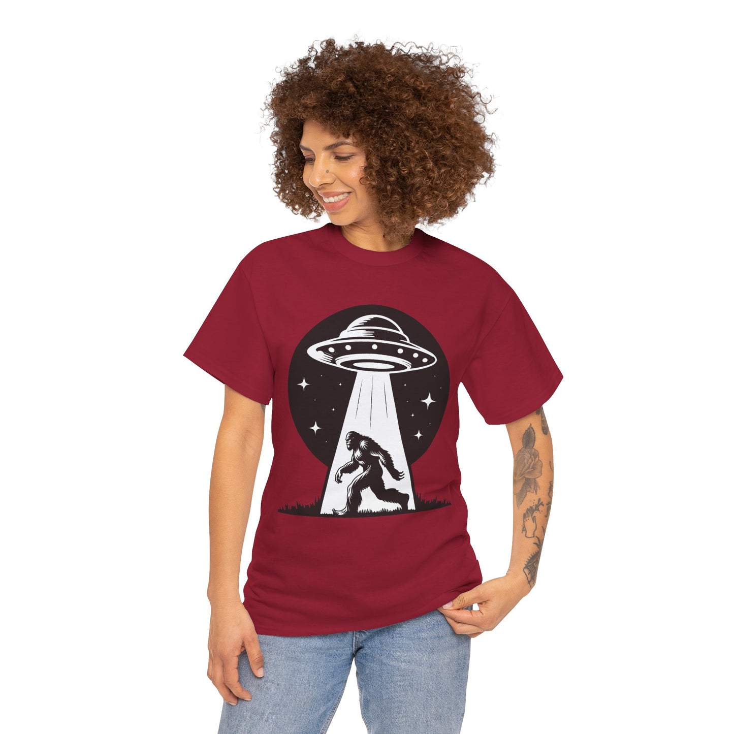 Beam Bigfoot up, UFO, Unisex Heavy Cotton Tee, Graphic Design, png